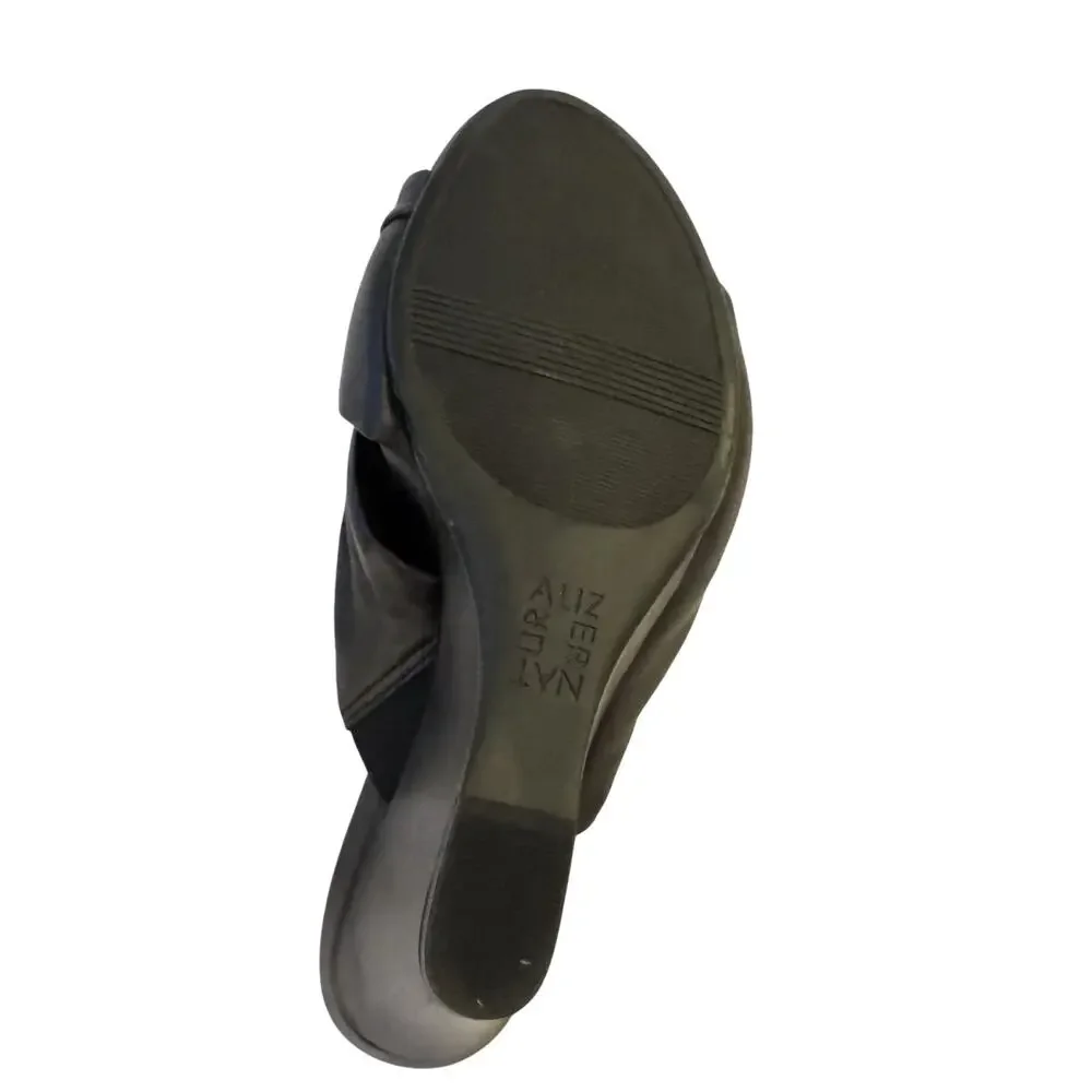 New $125 Naturalizer BREANNA Sandals‎ Womens 8.5W Black resort Leather Wedge